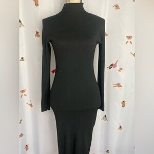 Black rib-knit bodycon dress, size large